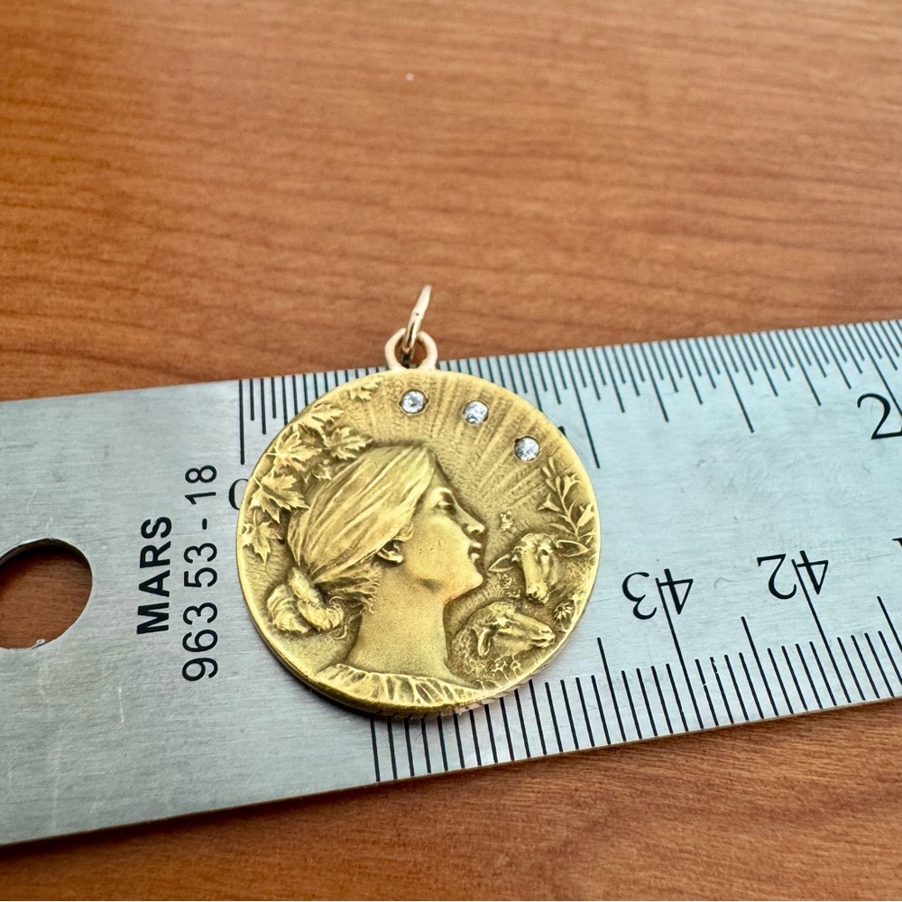 Antique 18k (solid) French Pendant Mine Cut Diamonds Jean Baptise Dropsy